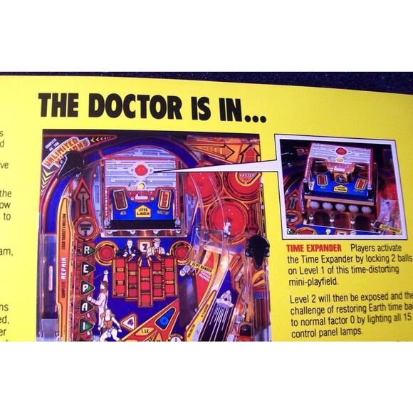 Doctor Who Pinball FLYER Original NOS Artwork Promo Daleks Dr Tardis Sci-Fi 1992 - Picture 5 of 6
